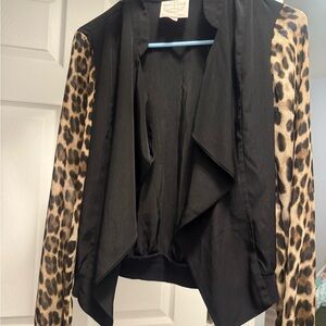 Romeo & Juliet Couture Black Jacket with Leopard Print Sleeves